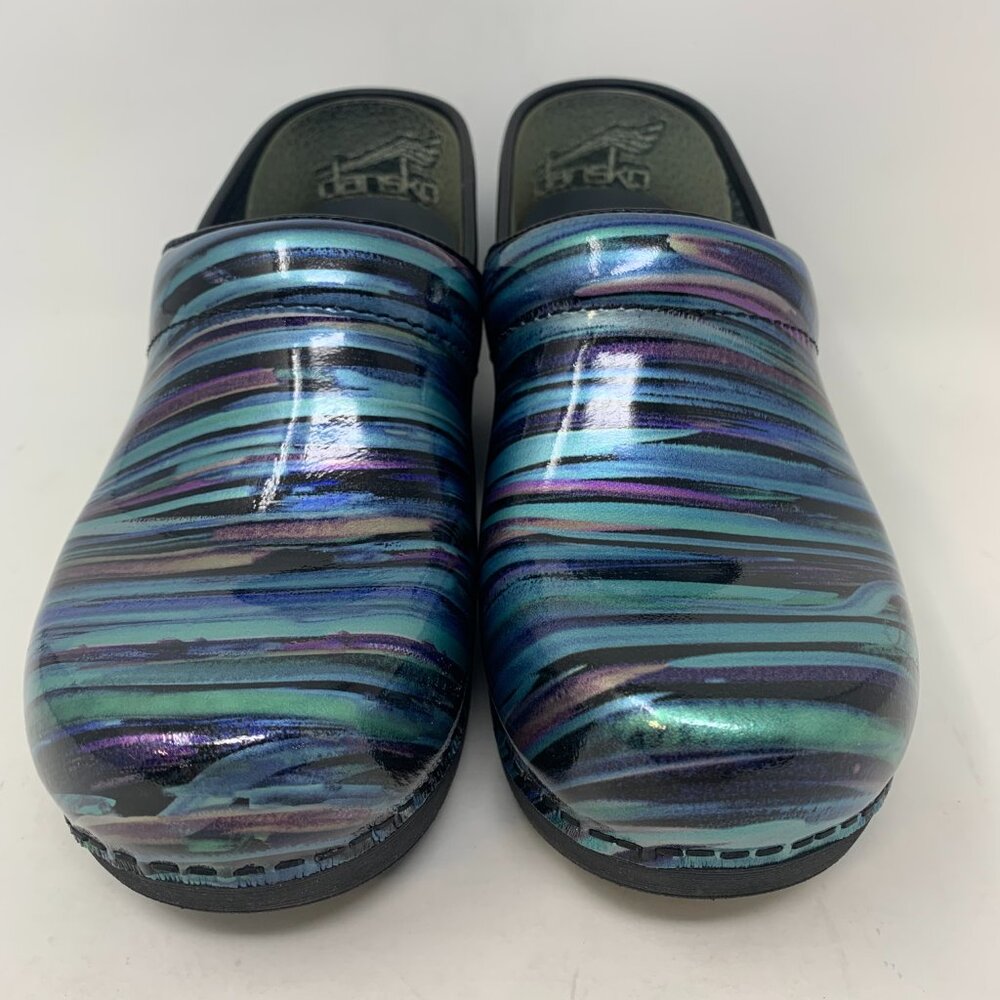Dansko Women's Clog Professional XP 2.0 Teal Striped Size 37 US 7M Patent